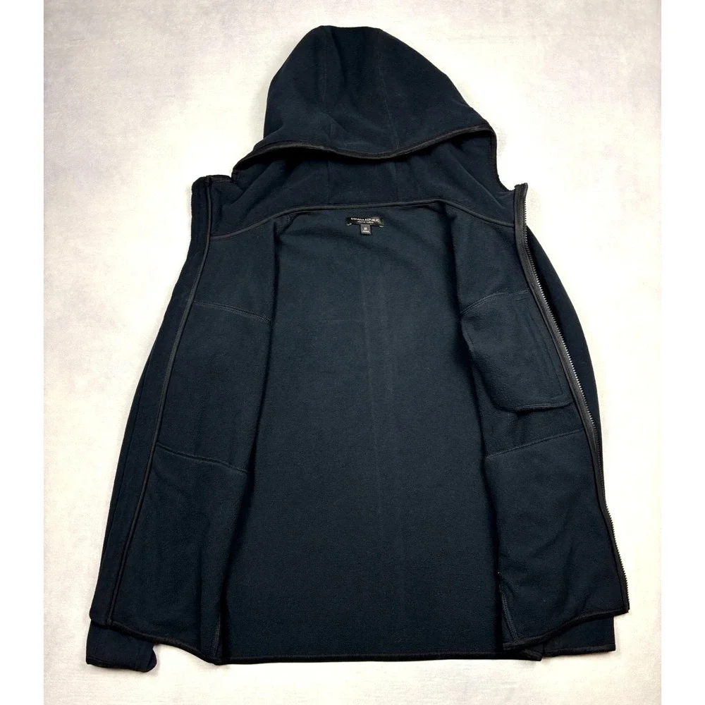 Banana Republic Arctic Fleece‎ Hoodie Mens Medium Black Zip Pocket 654520 M